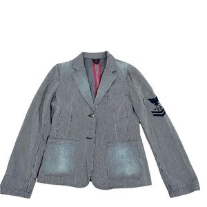 Gant Women's Black and White Striped Blazer